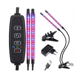 Lampa do wzrostu roślin LED 18W 2 głowice, do uprawy roślin