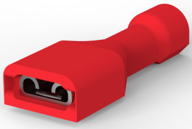 Insulated flat plug sleeve, 4.75 x 0.51 mm, 0.32 to 0.82 mm², AWG 22 to 18, brass, tin-plated, red, 2-520401-2