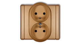 Flexi Gniazdo Podwójne Z/U Złoty Metalik 8Fgp-2Zp