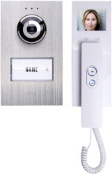 m-e modern-electronics Domofon przewodowa kompletny zestaw dom jednorodzinny srebrny, biały