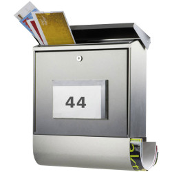 Burg W&#xE4;chter 4400Ni Malaga Letterbox Steel Nickel Locks Moisture-Proof