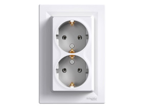 ASFORA Gniazdo podwójne z uziemieniem schuko białe z ramką EPH9900121 SCHNEIDER ELECTRIC