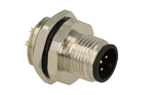 Wtyk; KLS15-M12A-B205; M12-5p; 5 torów; proste; lutowany; 0,34mm2; 12mm; wkręcane (M16x1,5); na panel; czarny; IP67; 4A; 250V; K