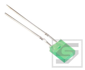 Dioda LED 2x5mm zielona dyfuzyjna; 565nm;10mcd;20mA;2.2-2.5V;THT;RoHS