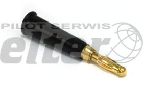 Wtyk bananowy plastikowy złocony czarny