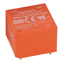 Vigortronix VTX-214-003-205 3W Miniature SMPS AC-DC Converter 5V Output