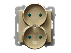 SONATA Gniazdo podwójne bez uziemienia IP20 z przesłonami szampański złoty GP-2RRP/m/39 OSPEL