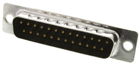 Złącze D-Sub 25-pinowe Męski Proste Montaż na panelu raster 2.77mm Złoto na niklu