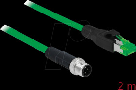 85438 Network cable M12 4 pin D-coded to RJ45 plug PVC 2 m