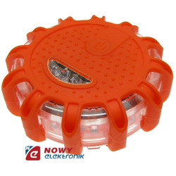 Lampa LED ostrzegawcza 12+3 pom pomarań. sygnalizator Flara magnes dysk