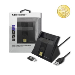Inteligentny Czytnik Chipowych Kart ID QOLTEC SCR-0643 USB, Adapter USB-C