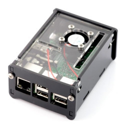 Obudowa Raspberry Pi Model 3B+/3B/2B z wentylatorem - czarna