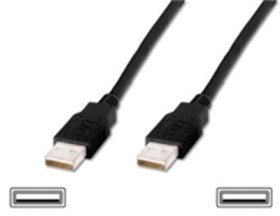 USB 2.0 connection cable, USB plug type A to USB plug type A, 3 m, black, AK-300100-030-S