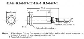 E2A-M18LS08-WP-B3 2M, Czujnik indukcyjny, M18x1, PNP/NO+NC, sr=8mm przewód 2m, dł. obudowy 81mm, czoło zakryte, OMRON, E2AM18LS0