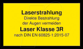 70114195 Laser warning label German DIN EN 60825, class 3R, 38x23 mm, yel