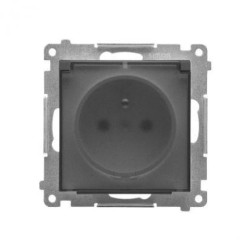 Simon 55 Gniazdo do wersji IP44 bez uszczelki (moduł), szybkozłącza. Klapka transparentna Grafitowy mat TGZ1BCUZ.01/116A