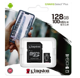 Kingston CANVAS Select Plus 128GB Micro SD Card + Adapter