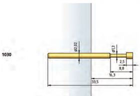 Igła testowa 1030-E-1.5N-AU-2.5, raster 3,18 (125 mil)