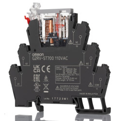 Przekaźnik interfejsowy elektromechaniczny 110V ac Omron SPDT 250V ac 6A Szyna DIN bieguny 1 Elektromechanika Śruba