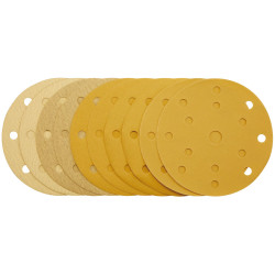 Draper 08480 Gold Sanding Discs-Hk&amp;Loop 150mm 120-400G, 15 Dust Extr. Holes 10Pc