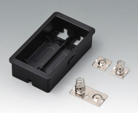 Battery compartment, 2 x AA, ASA/PC, black, for mignon cells, EZ060609