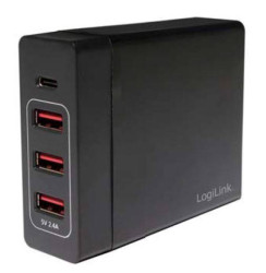 LogiLink PA0122 Ładowarka USB 60 W 1x USB-A, 3x USB-C® czarny dom Auto-Detect