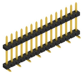 Pin header, 15 pole, pitch 2 mm, angled, black, SLY11SMD09215G