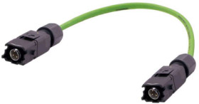 Sensor actuator cable, Han 1A CA M12, D coding to Han 1A CA M12, D coding, 4 pole, 10 m, PVC, green, 33504646807100