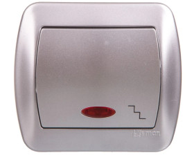 Simon Akord Łącznik schodowy z podświetleniem 10 AX, 250V zaciski śrubowe aluminium metalizowane AW6L/26