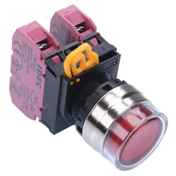 YW4L-MF2E02Q0R Red 22mm Metal Bezel Momentary Shrouded Push Button Switch 2NC IP65 IDEC