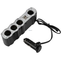rozgałęziacz gniazda zapalniczki samochodowej 1wt/4gn + 2xUSB