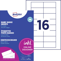 Avery-Zweckform DPC7434A-10 Name badge insert White Card 74mm x 34mm