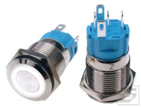 Przycisk LB16MR/LED:W 9-24VDC RING biały; 16mm: monostabilny; 3A/250V