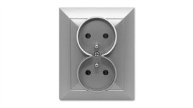 Opal Gniazdo Podwójne Z Uziemieniem Srebrne Gpt-6 Op Sr