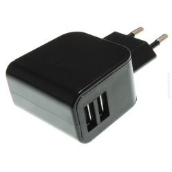 Ładowarka 2xUSB siec.3.1A czarna 2xUSB 100-240Vzasil.