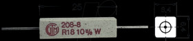 KH208-810B100R Wire resistor, axial, 100 Ohm, 10 %, 5 W, 6.4 x 6.4 x 25mm