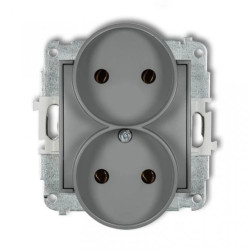 MINI Gniazdo podwójne b/u szary mat 27MGPR-2