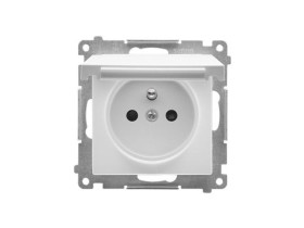 SIMON 55 Gniazdo pojedyncze z uziemieniem szybkozłącza IP44 bez uszczelki klapka w kolorze biały mat TGZ1BCUZ.01/111 KONTAKT SIM