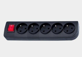 Gniazdo z uziemieniem i wył. 5x czarne GN-50W-2