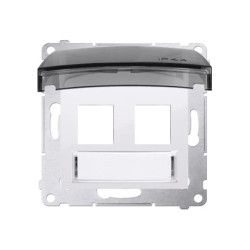 Simon 54 Pokrywa gniazd teleinformatycznych IP44 na Keystone podwójna z polem opisowym, klapka transparentna biały i DKP2B.01/1