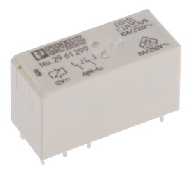 Przekaźnik mocy 12V dc DPDT Phoenix Contact, montaż PCB 360Ω Otwór przezierny