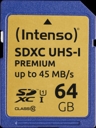 3421490 SDXC card, 64 GB, Intenso Class 10