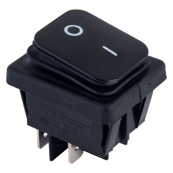 R-TECH 522775 IP65 Rocker Switch DPST Off-On 250V AC 16A Black