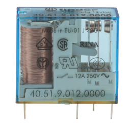 Przekaźnik mocy 12V dc SPDT Finder 650mW, montaż PCB 220Ω Styk płytki drukowanej