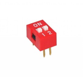 Przełącznik DIP-switch, 2 sekcje, czerwony