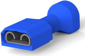 Insulated flat plug sleeve, 6.35 x 0.81 mm, 1.31 to 2.08 mm², AWG 16 to 14, brass, tin-plated, blue, 3-520140-4