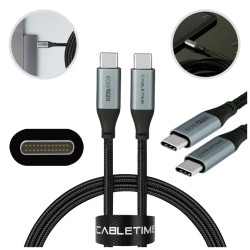 AUDA CabelTime Kabel USB 2.0 typ-C (wtyk / wtyk) Quick Charge 4.0 Power Delivery 2.0 (3A 60W) czarny-nikiel /1m/