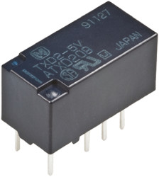 Przekaźnik sygnału, 5V dc, 2 A, DPDT, montaż PCB, Panasonic
