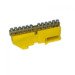 Listwa zerowa zaciskowa mocowana na szynę LZ12 żółta 12‑torowa