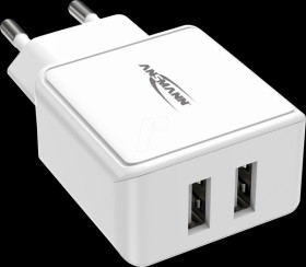 1001-0114 USB charger HC212, 5 V, 2400 mA, 2 ports, white